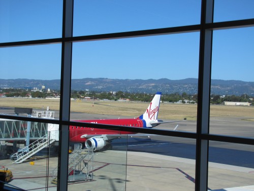 Adelaide Airport - waiting to leave on our overseas trip